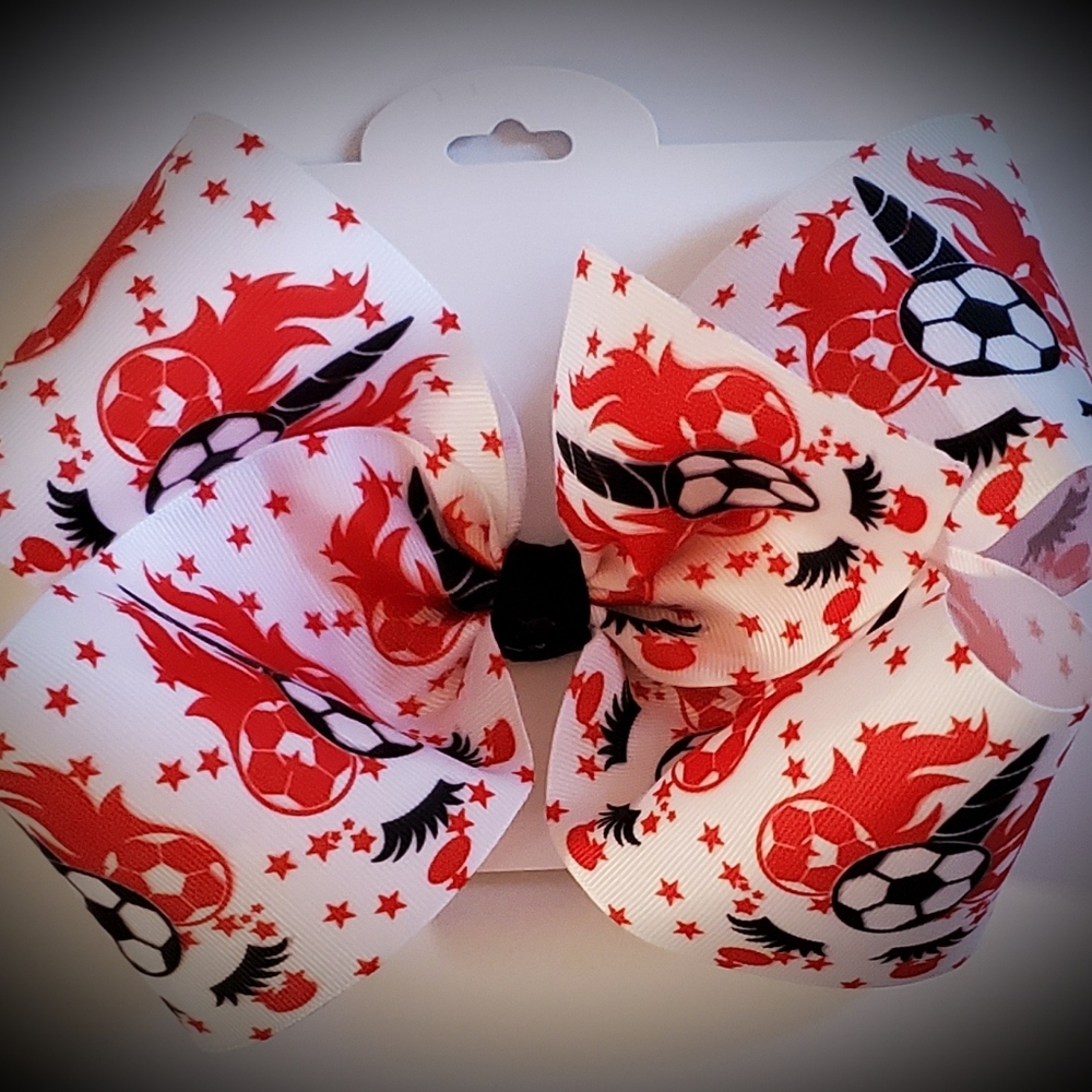 Unicorn Soccer Hair Bow